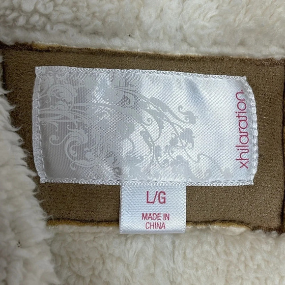 Xhilaration Faux Suede Sherpa Open Vest L - Picture 7 of 15